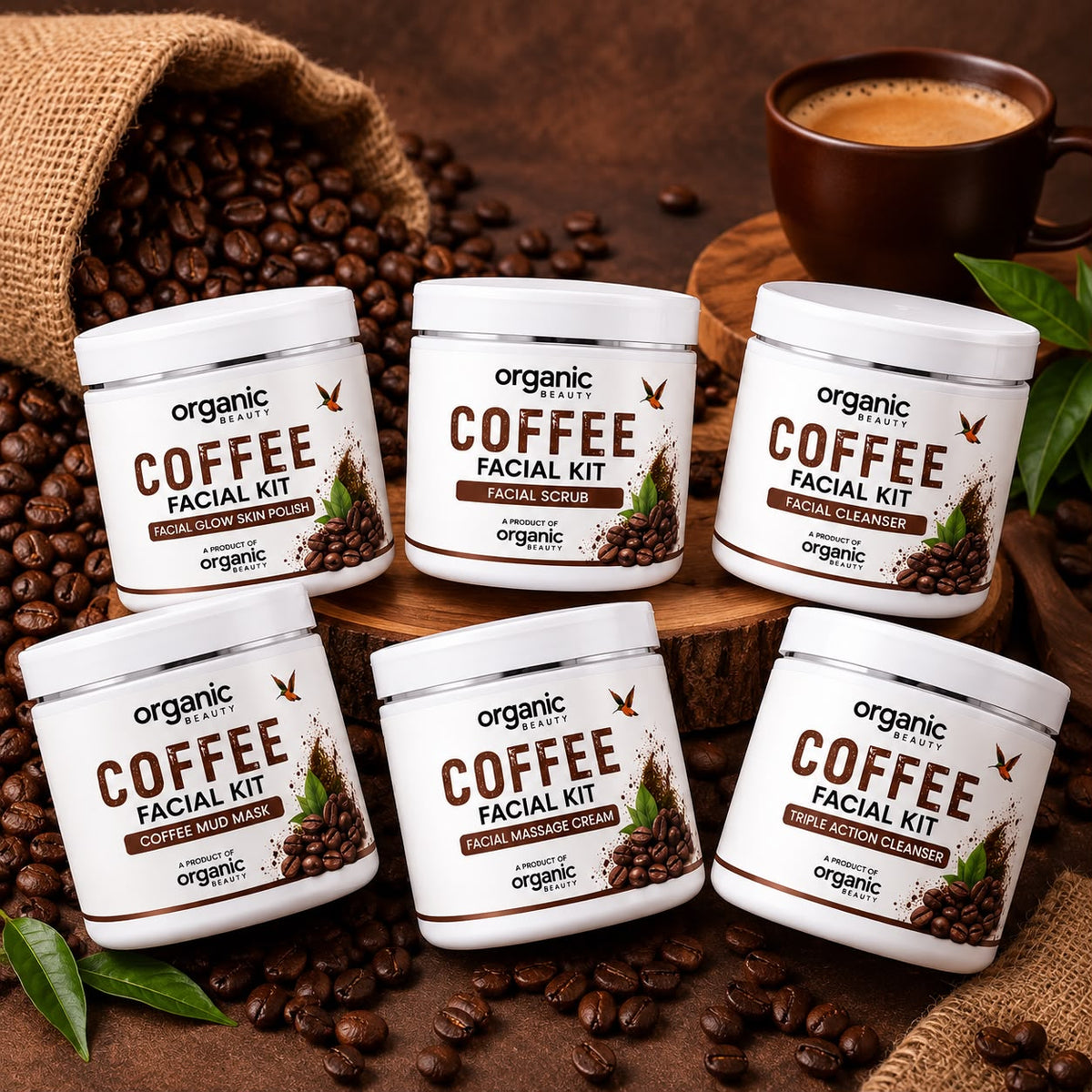 Organic Beauty Coffee Facial Kit – For Fresh, Smooth & Glowing-Looking Skin.300 Ml🤎