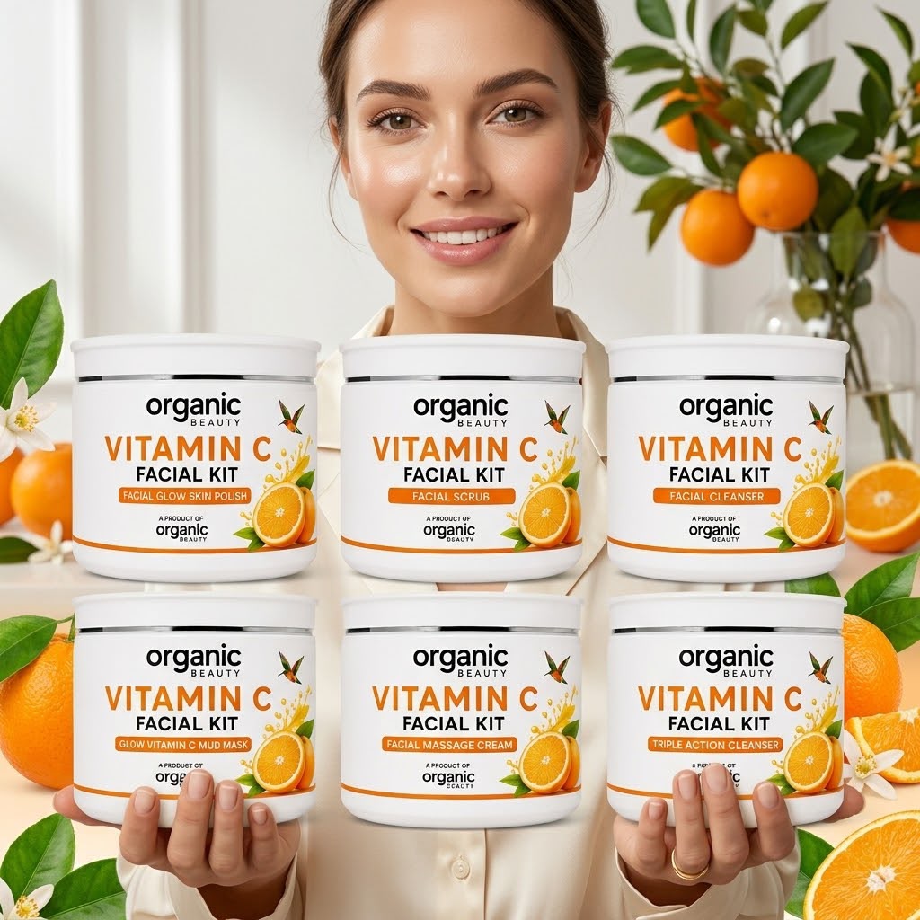 🍊 Organic Beauty Vitamin C Facial Kit – Brightening & Glowing Skin.300 Ml