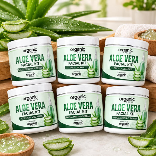 🌿 Organic Beauty Aloe Vera Facial Kit – Complete Facial Care for Fresh, Glowing Skin.300ml