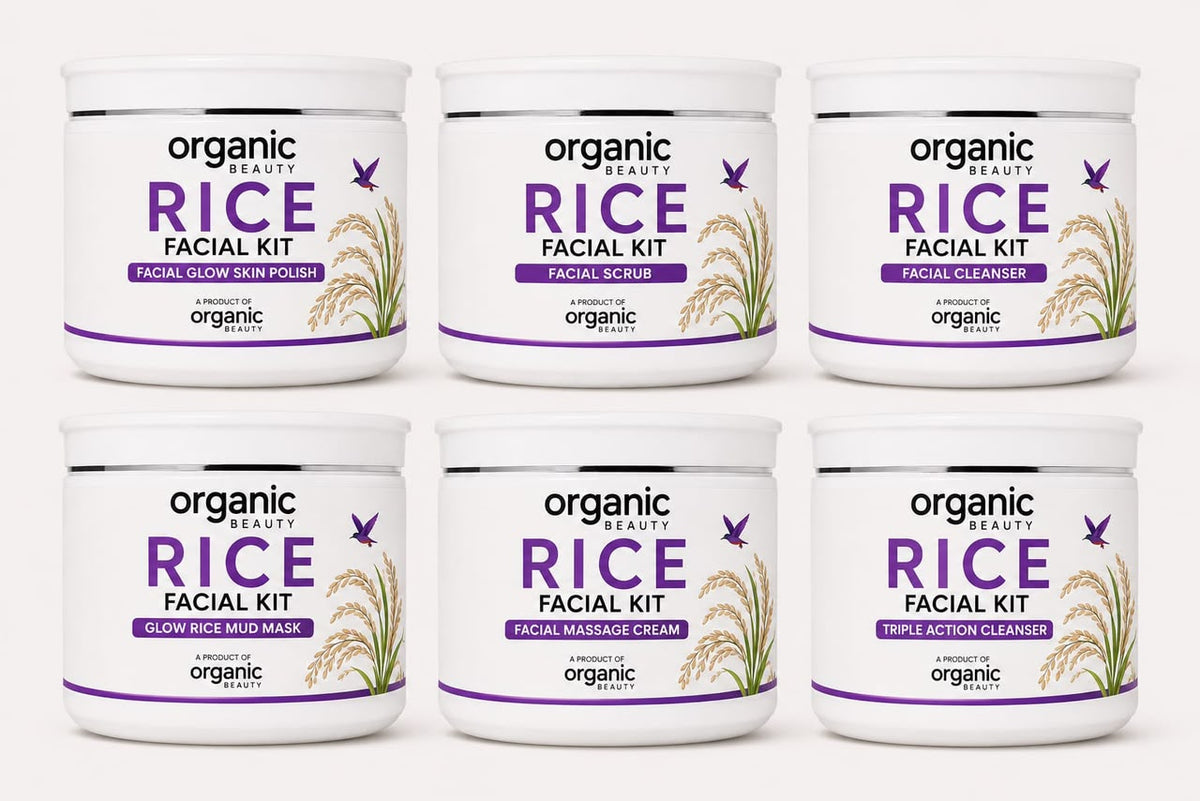 🌾 Organic Beauty Rice Facial Kit – Complete 6-Step Skincare Set.300 ml ✨