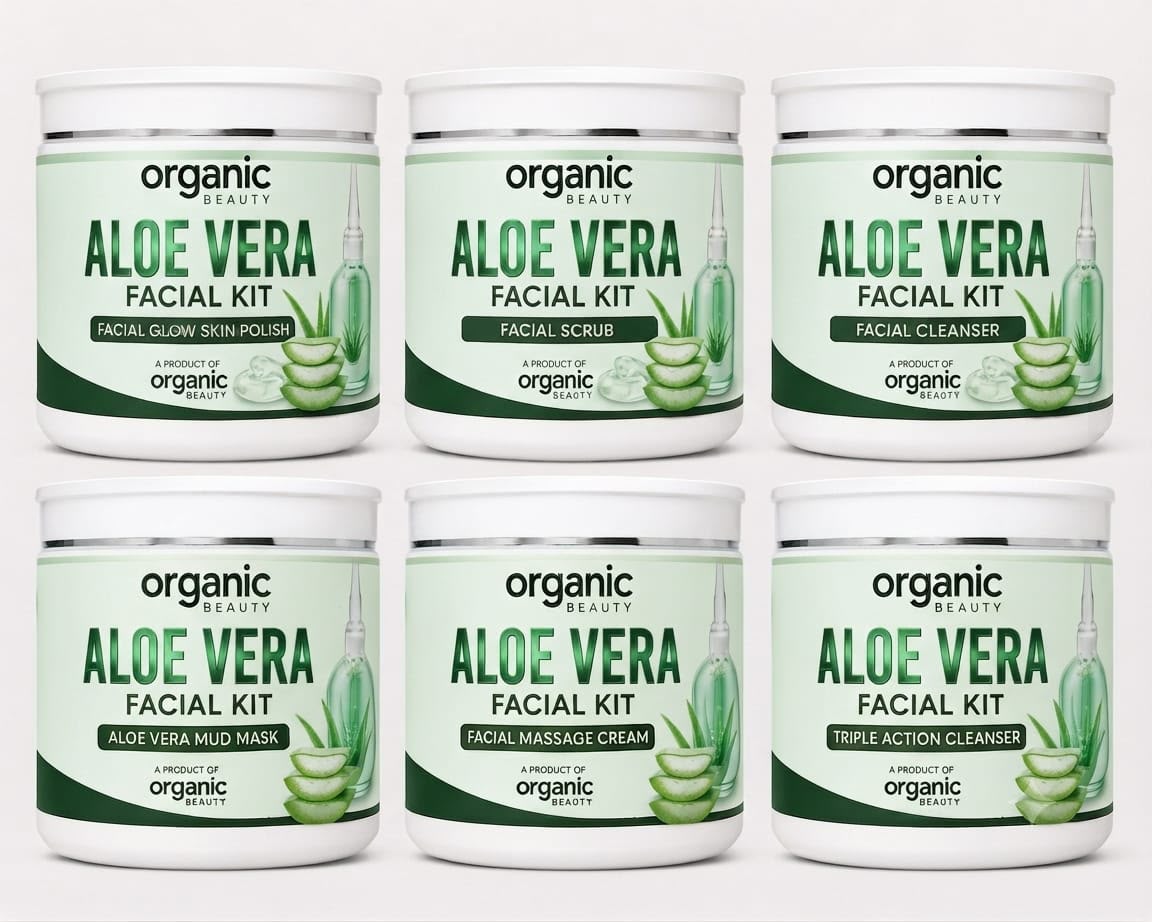 🌿 Organic Beauty Aloe Vera Facial Kit – Complete Facial Care for Fresh, Glowing Skin.300ml